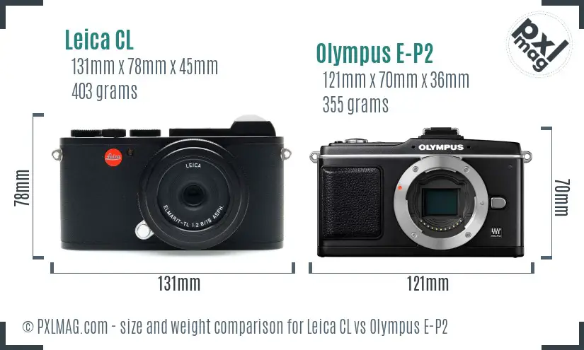 Leica CL vs Olympus E-P2 size comparison