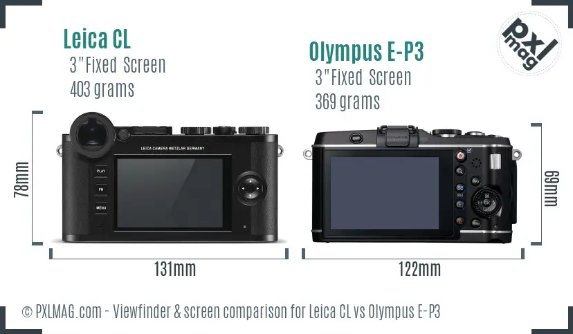 Leica CL vs Olympus E-P3 Screen and Viewfinder comparison