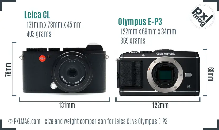 Leica CL vs Olympus E-P3 size comparison