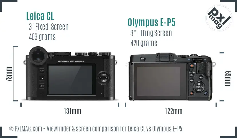 Leica CL vs Olympus E-P5 Screen and Viewfinder comparison