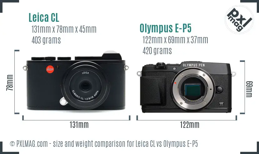 Leica CL vs Olympus E-P5 size comparison