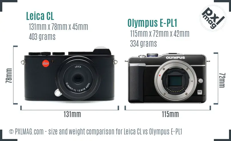 Leica CL vs Olympus E-PL1 size comparison