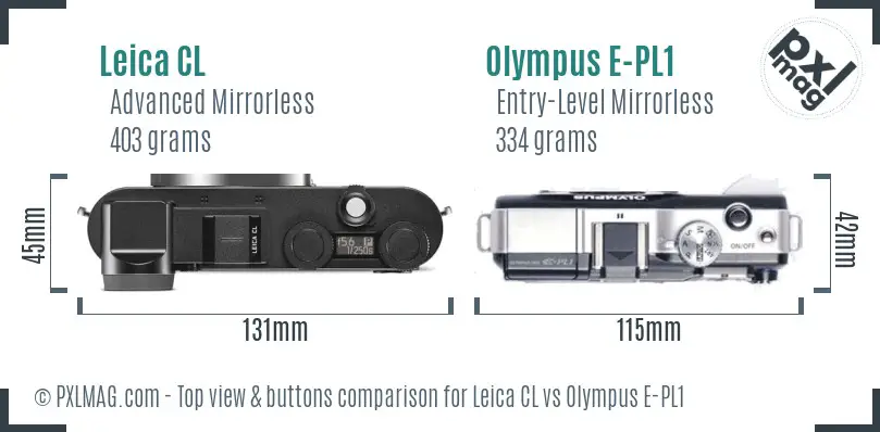 Leica CL vs Olympus E-PL1 top view buttons comparison