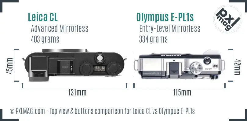 Leica CL vs Olympus E-PL1s top view buttons comparison
