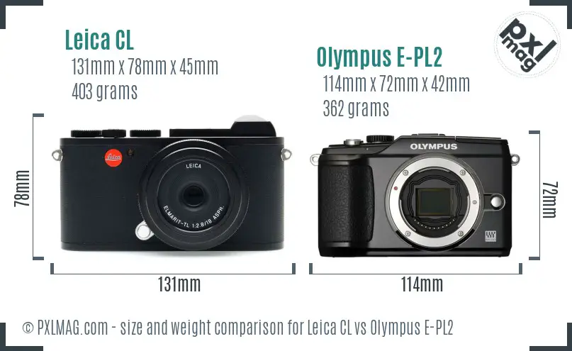 Leica CL vs Olympus E-PL2 size comparison