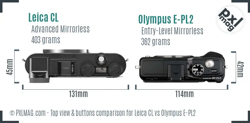 Leica CL vs Olympus E-PL2 top view buttons comparison