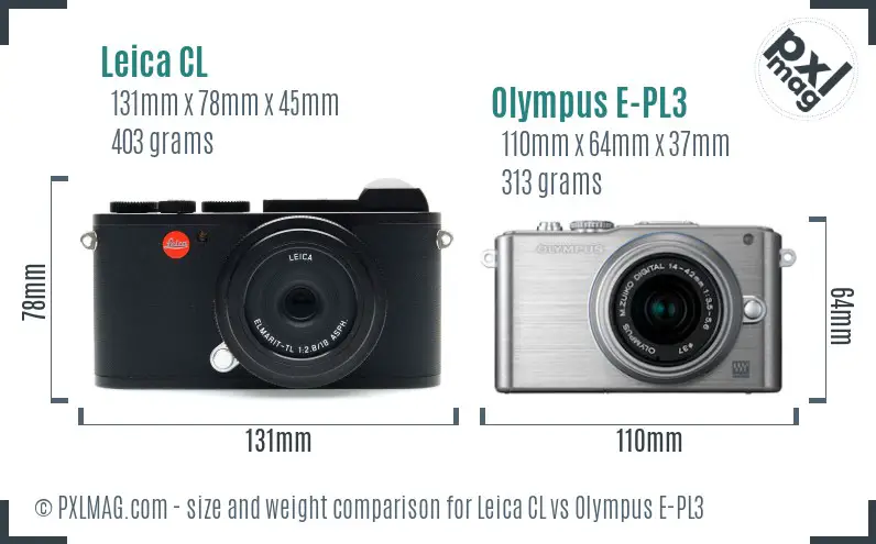 Leica CL vs Olympus E-PL3 size comparison
