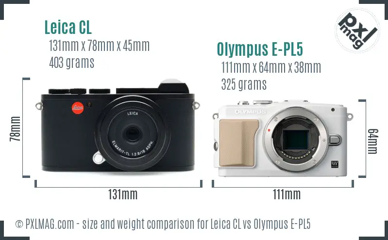 Leica CL vs Olympus E-PL5 size comparison