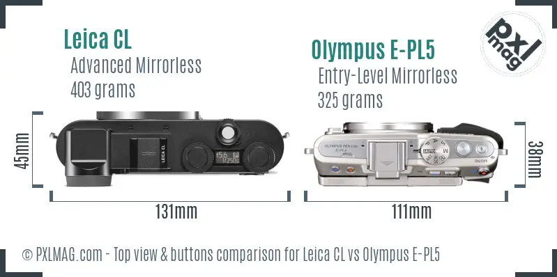 Leica CL vs Olympus E-PL5 top view buttons comparison