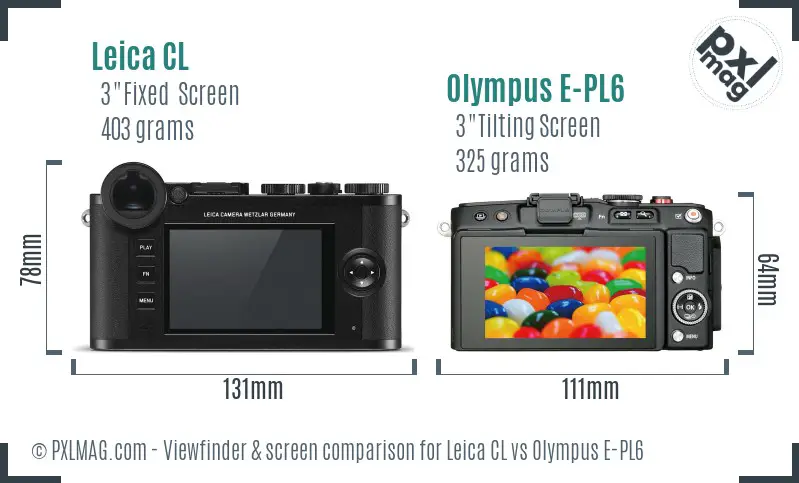 Leica CL vs Olympus E-PL6 Screen and Viewfinder comparison