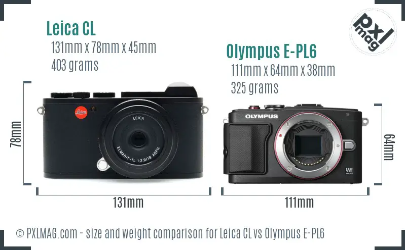 Leica CL vs Olympus E-PL6 size comparison