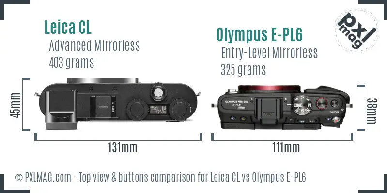 Leica CL vs Olympus E-PL6 top view buttons comparison