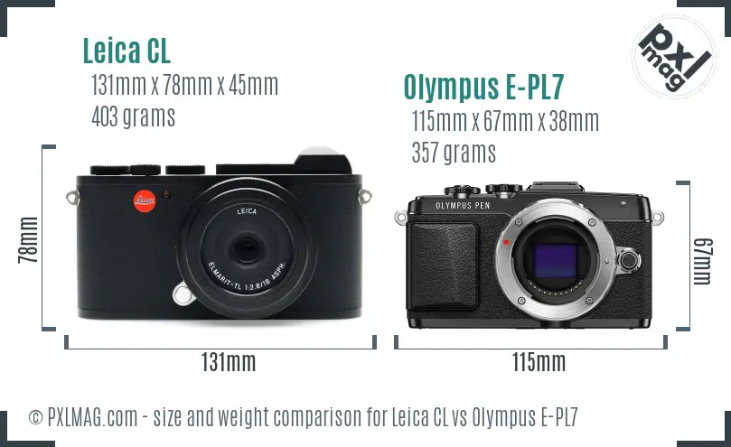 Leica CL vs Olympus E-PL7 size comparison