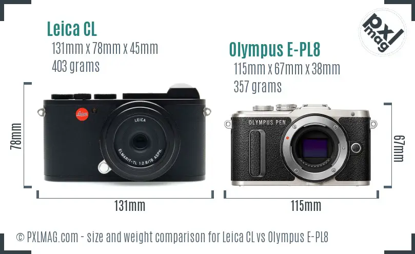 Leica CL vs Olympus E-PL8 size comparison