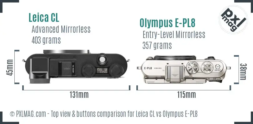 Leica CL vs Olympus E-PL8 top view buttons comparison