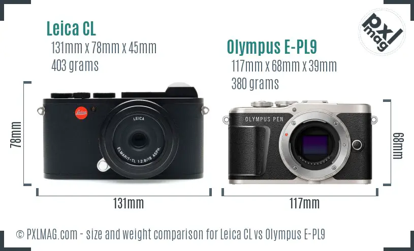 Leica CL vs Olympus E-PL9 size comparison