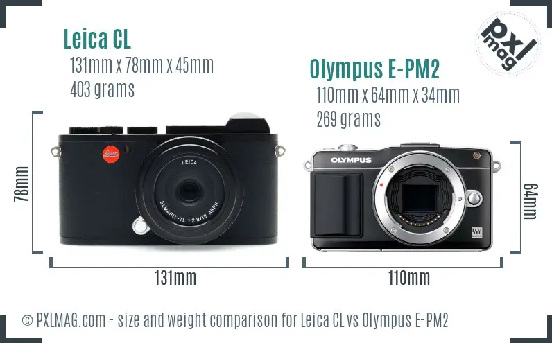 Leica CL vs Olympus E-PM2 size comparison