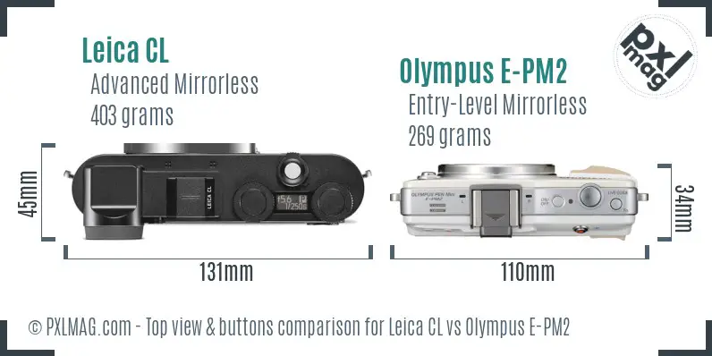Leica CL vs Olympus E-PM2 top view buttons comparison