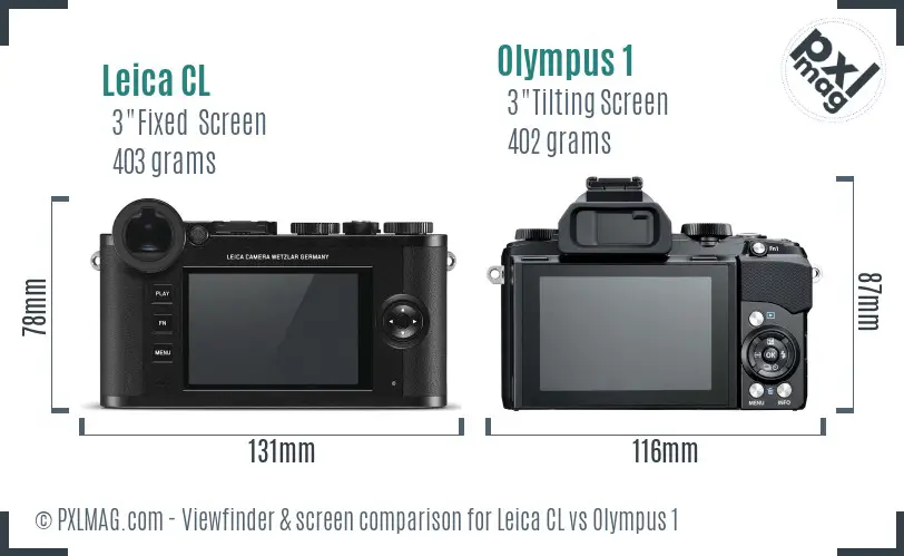 Leica CL vs Olympus 1 Screen and Viewfinder comparison
