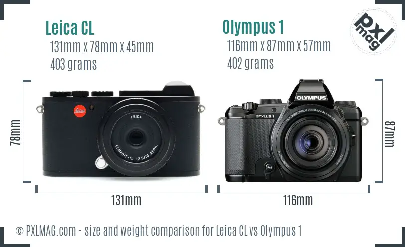 Leica CL vs Olympus 1 size comparison