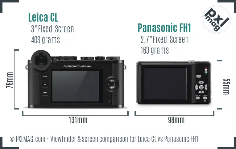 Leica CL vs Panasonic FH1 Screen and Viewfinder comparison