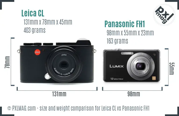 Leica CL vs Panasonic FH1 size comparison