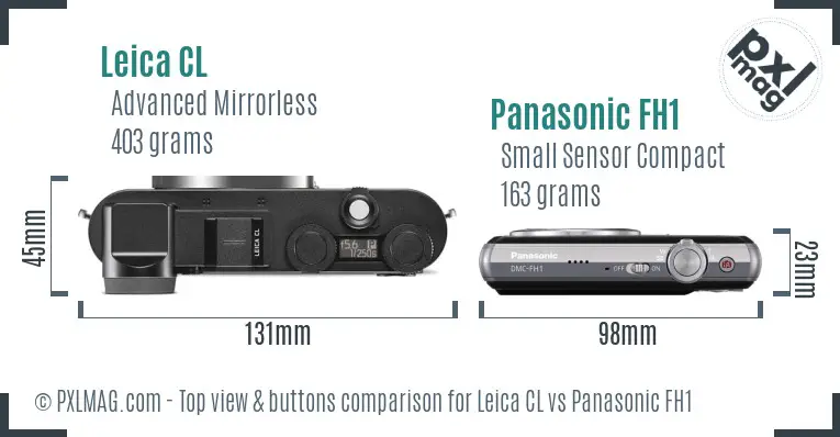 Leica CL vs Panasonic FH1 top view buttons comparison