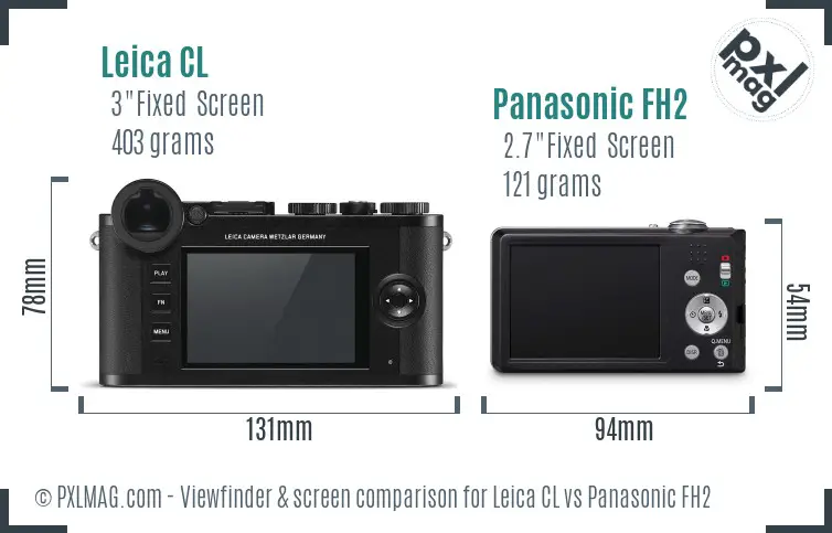 Leica CL vs Panasonic FH2 Screen and Viewfinder comparison