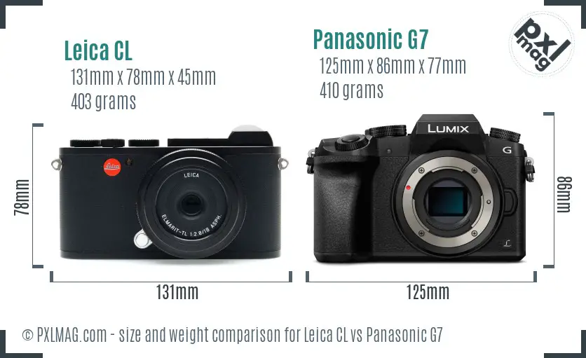 Leica CL vs Panasonic G7 size comparison