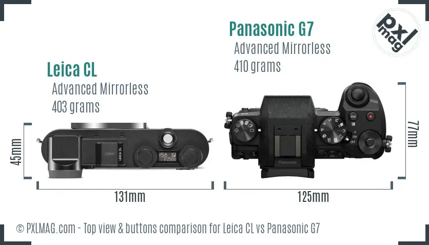 Leica CL vs Panasonic G7 top view buttons comparison