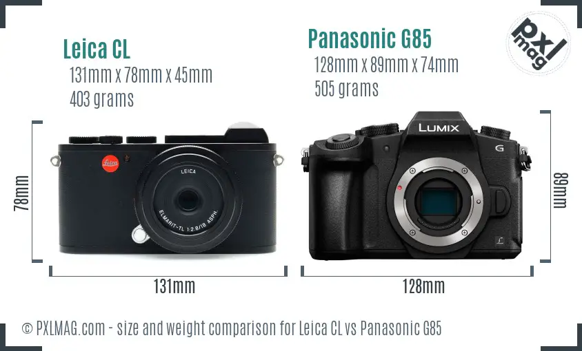 Leica CL vs Panasonic G85 size comparison