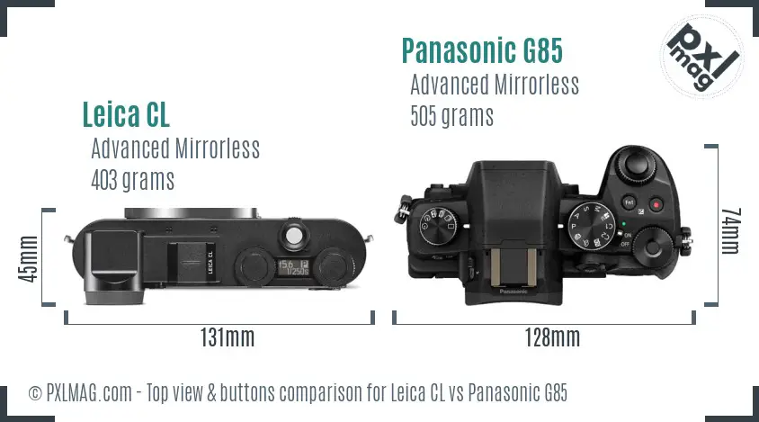 Leica CL vs Panasonic G85 top view buttons comparison