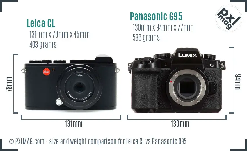 Leica CL vs Panasonic G95 size comparison