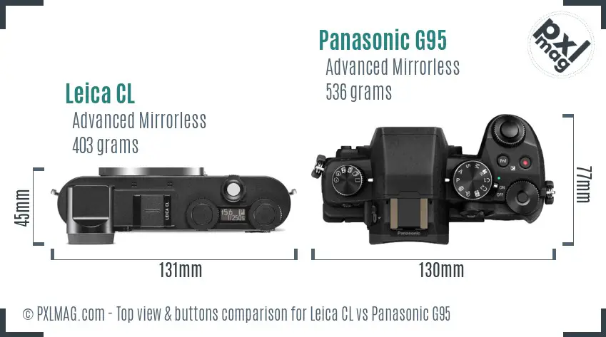 Leica CL vs Panasonic G95 top view buttons comparison