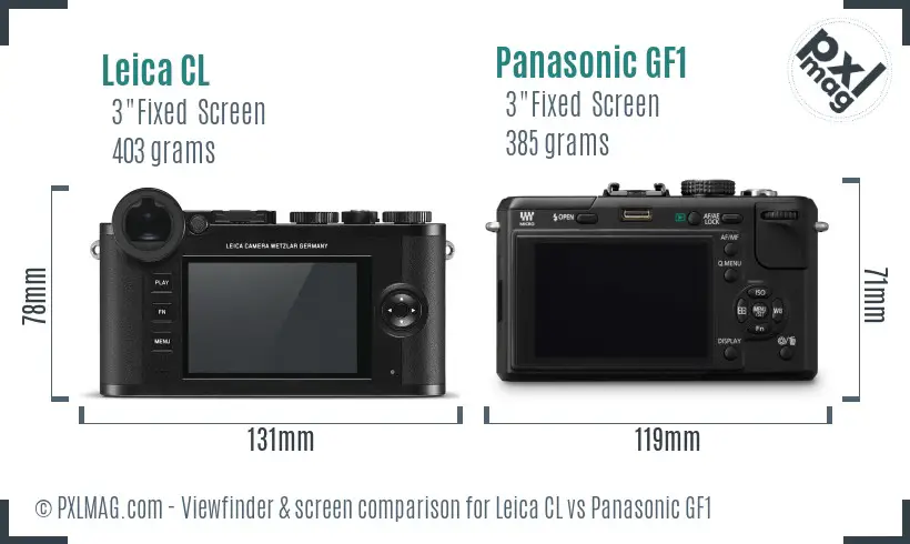 Leica CL vs Panasonic GF1 Screen and Viewfinder comparison