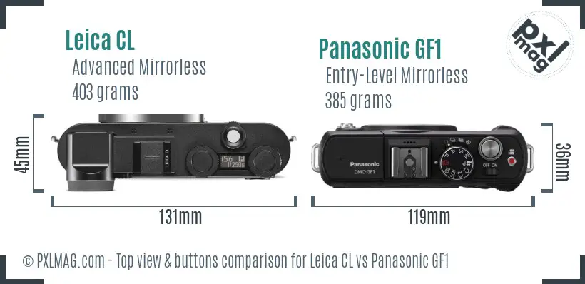 Leica CL vs Panasonic GF1 top view buttons comparison