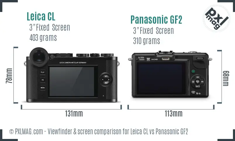 Leica CL vs Panasonic GF2 Screen and Viewfinder comparison
