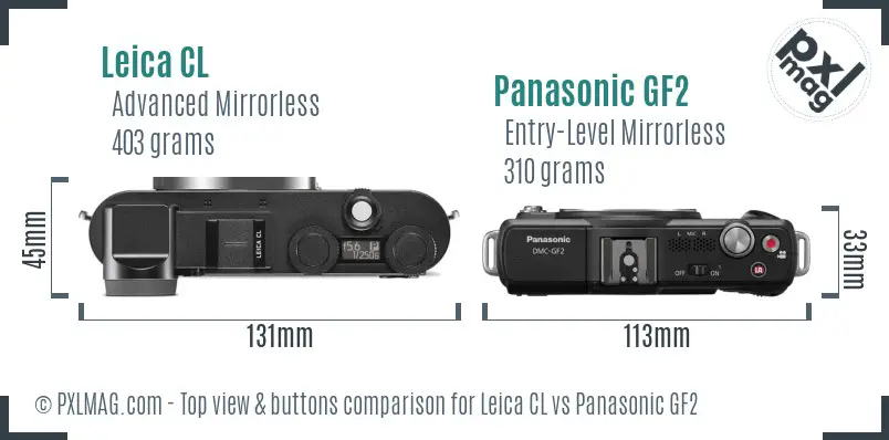 Leica CL vs Panasonic GF2 top view buttons comparison
