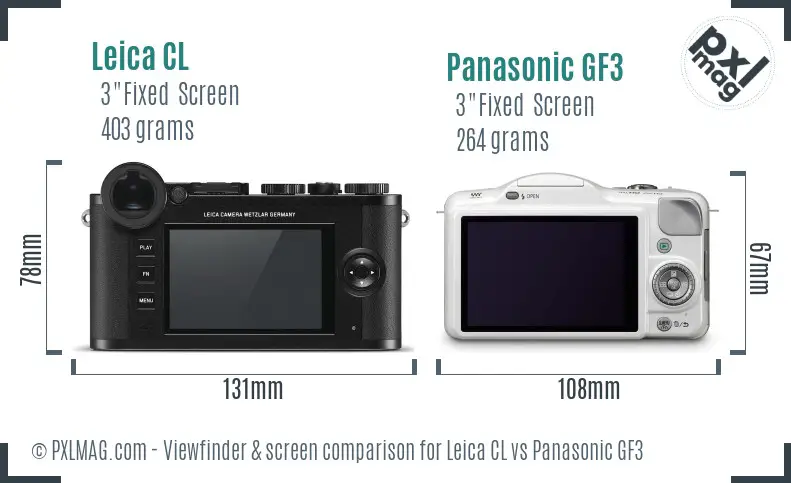 Leica CL vs Panasonic GF3 Screen and Viewfinder comparison