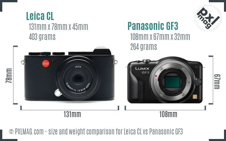 Leica CL vs Panasonic GF3 size comparison