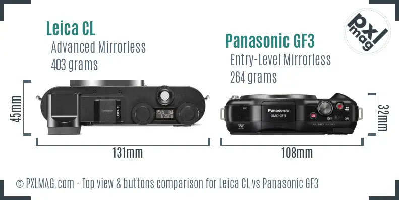 Leica CL vs Panasonic GF3 top view buttons comparison