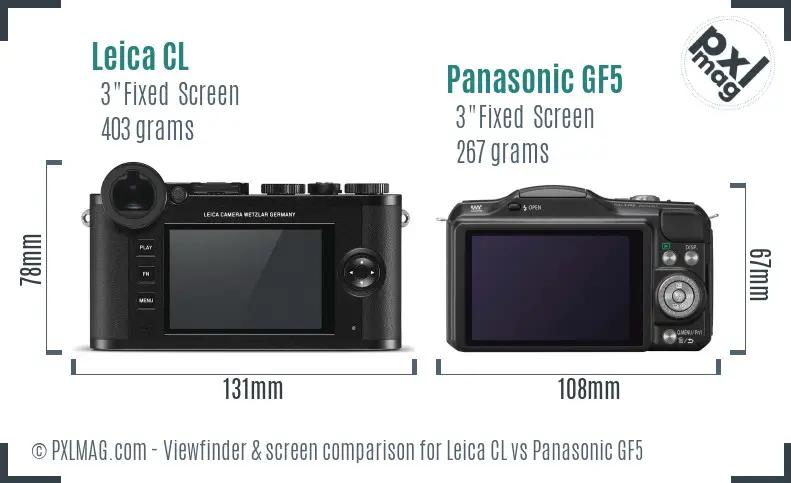 Leica CL vs Panasonic GF5 Screen and Viewfinder comparison