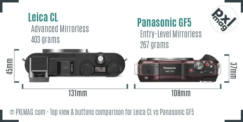 Leica CL vs Panasonic GF5 top view buttons comparison