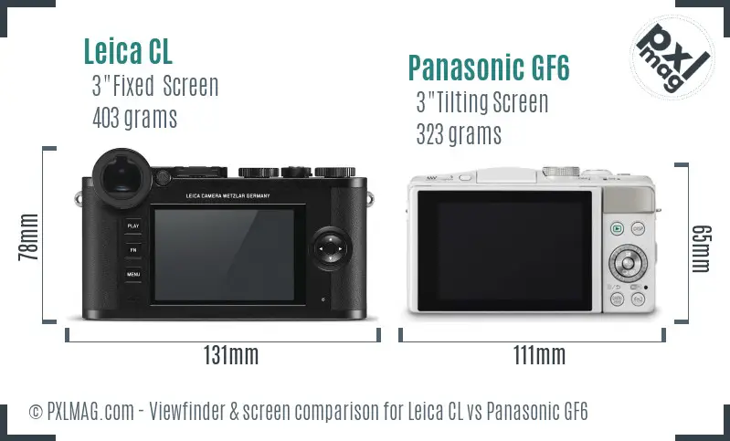Leica CL vs Panasonic GF6 Screen and Viewfinder comparison