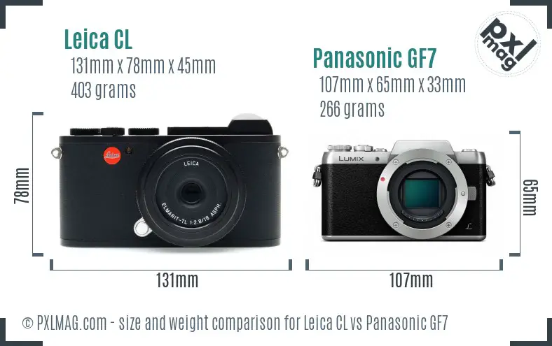 Leica CL vs Panasonic GF7 size comparison