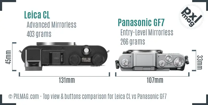 Leica CL vs Panasonic GF7 top view buttons comparison