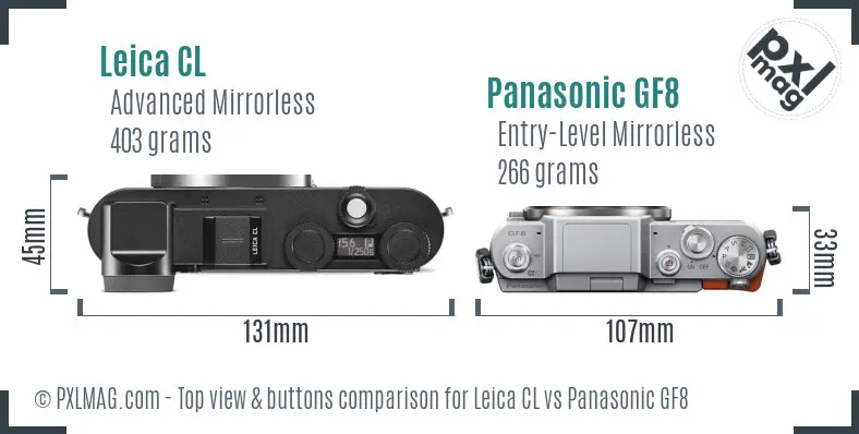 Leica CL vs Panasonic GF8 top view buttons comparison