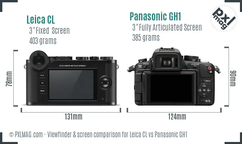 Leica CL vs Panasonic GH1 Screen and Viewfinder comparison Leica CL vs Panasonic GH1 Screen and Viewfinder comparison