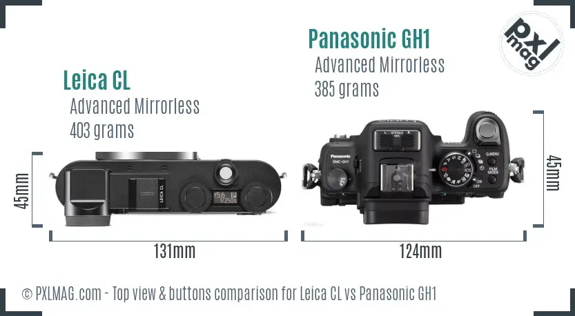 Leica CL vs Panasonic GH1 top view buttons comparison Leica CL vs Panasonic GH1 top view buttons comparison