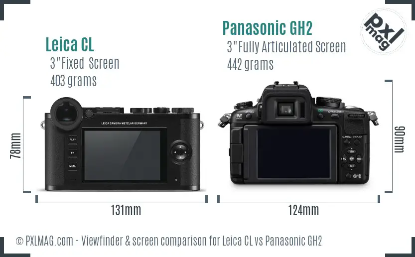 Leica CL vs Panasonic GH2 Screen and Viewfinder comparison